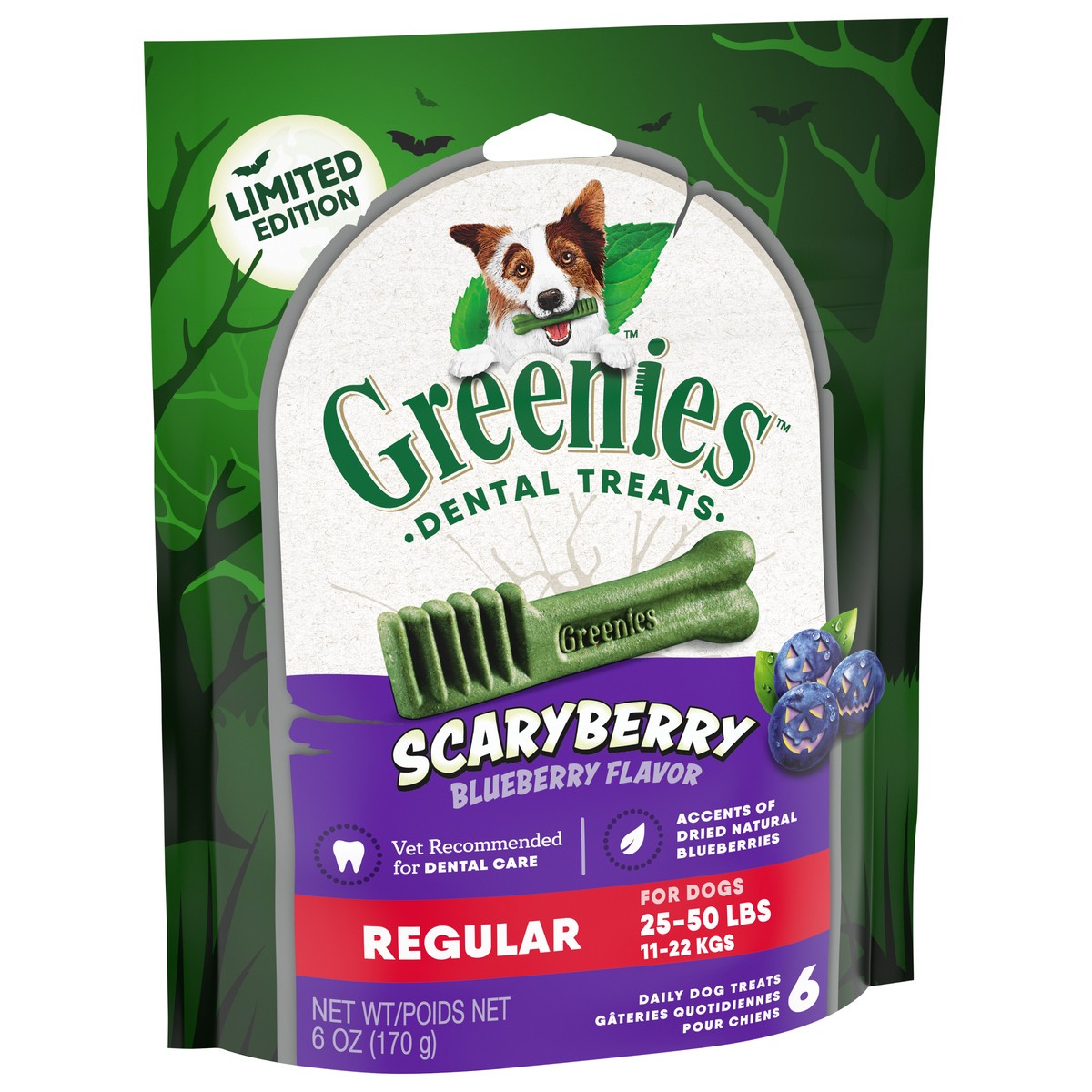 slide 12 of 15, Greenies Scaryberry Regular Blueberry Flavor Dental Treats 6 ea, 6 ct