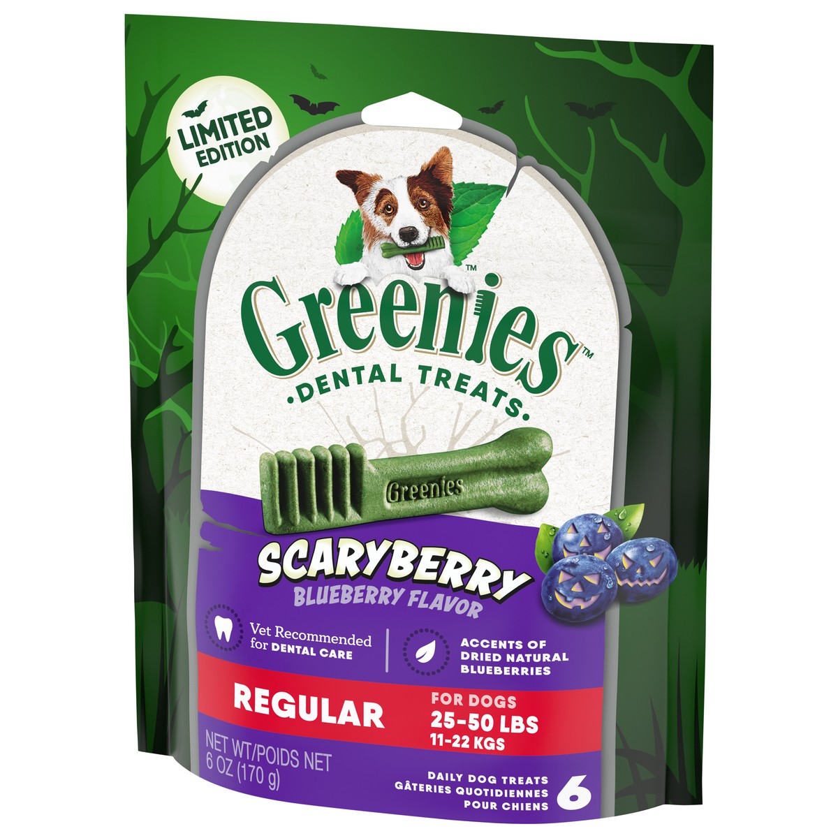 slide 13 of 15, Greenies Scaryberry Regular Blueberry Flavor Dental Treats 6 ea, 6 ct