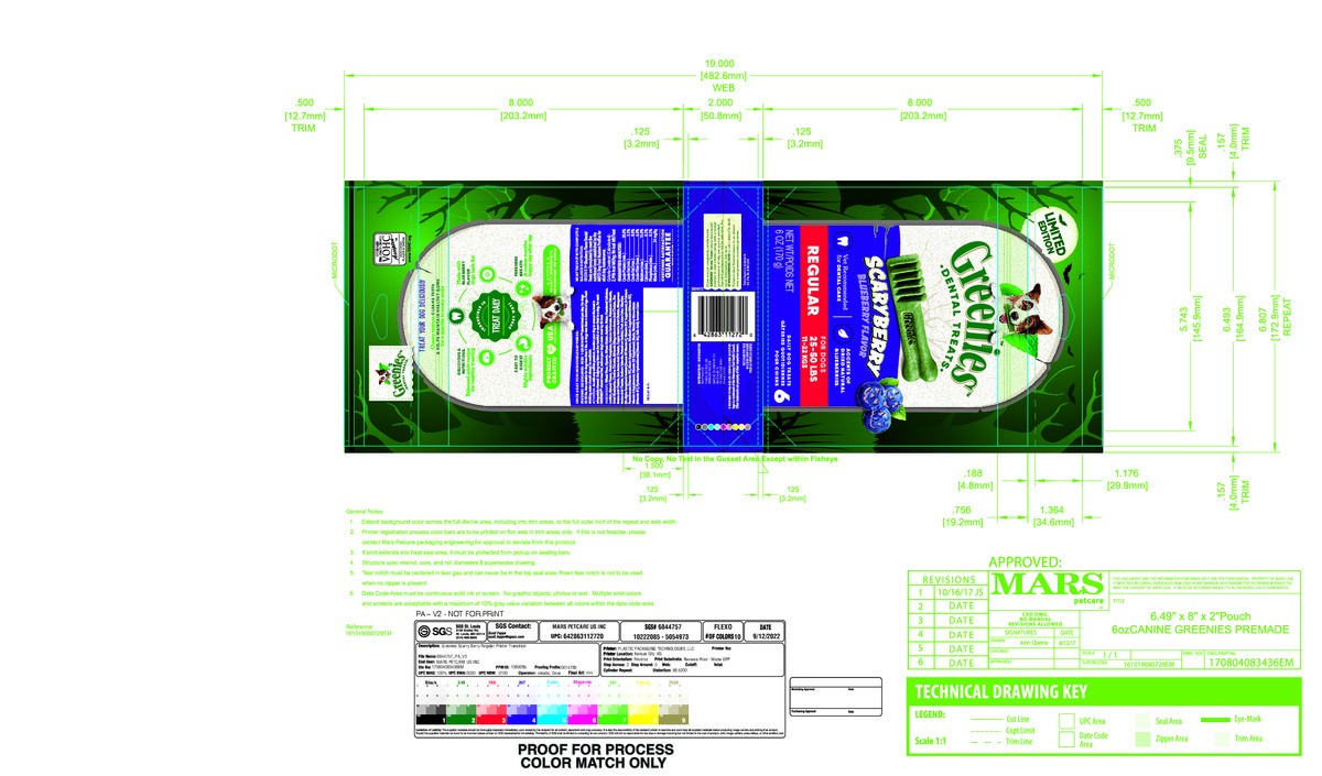 slide 9 of 15, Greenies Scaryberry Regular Blueberry Flavor Dental Treats 6 ea, 6 ct