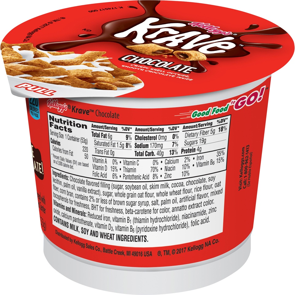 Krave Breakfast Cereal in a Cup Chocolate Single Serve Filling Made with Real Chocolate 1.87 oz