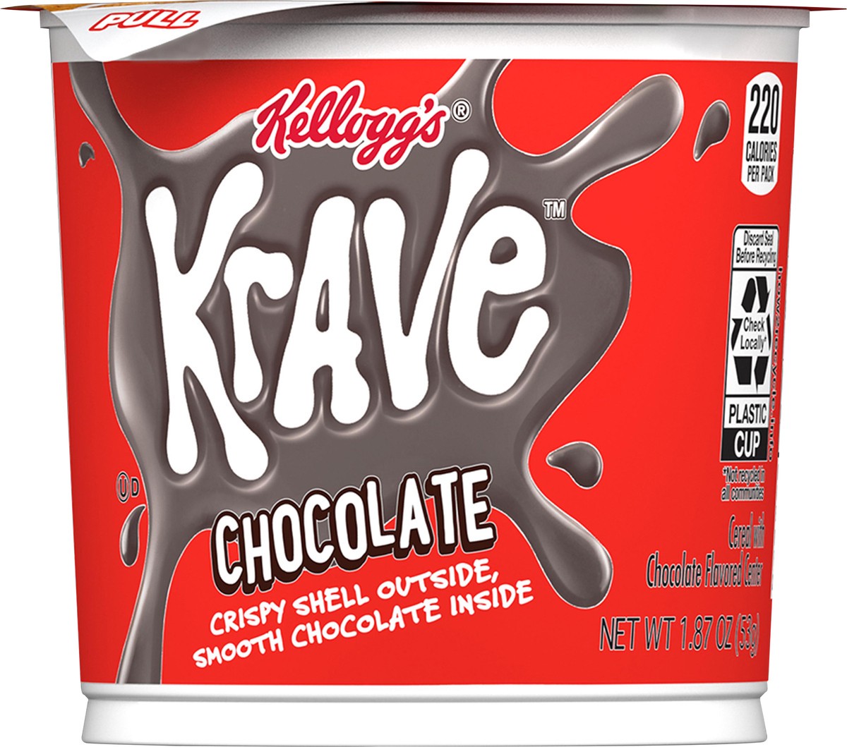 slide 6 of 6, Krave Kellogg's Krave Cold Breakfast Cereal Cup, 7 Vitamins and Minerals, Kids Snacks, Chocolate, 1.87oz Cup, 1 Cup, 1.87 oz