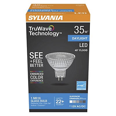 slide 1 of 1, Sylvania TruWave 35 Watt MR16 Daylight Flood LED Light Bulb, 1 ct