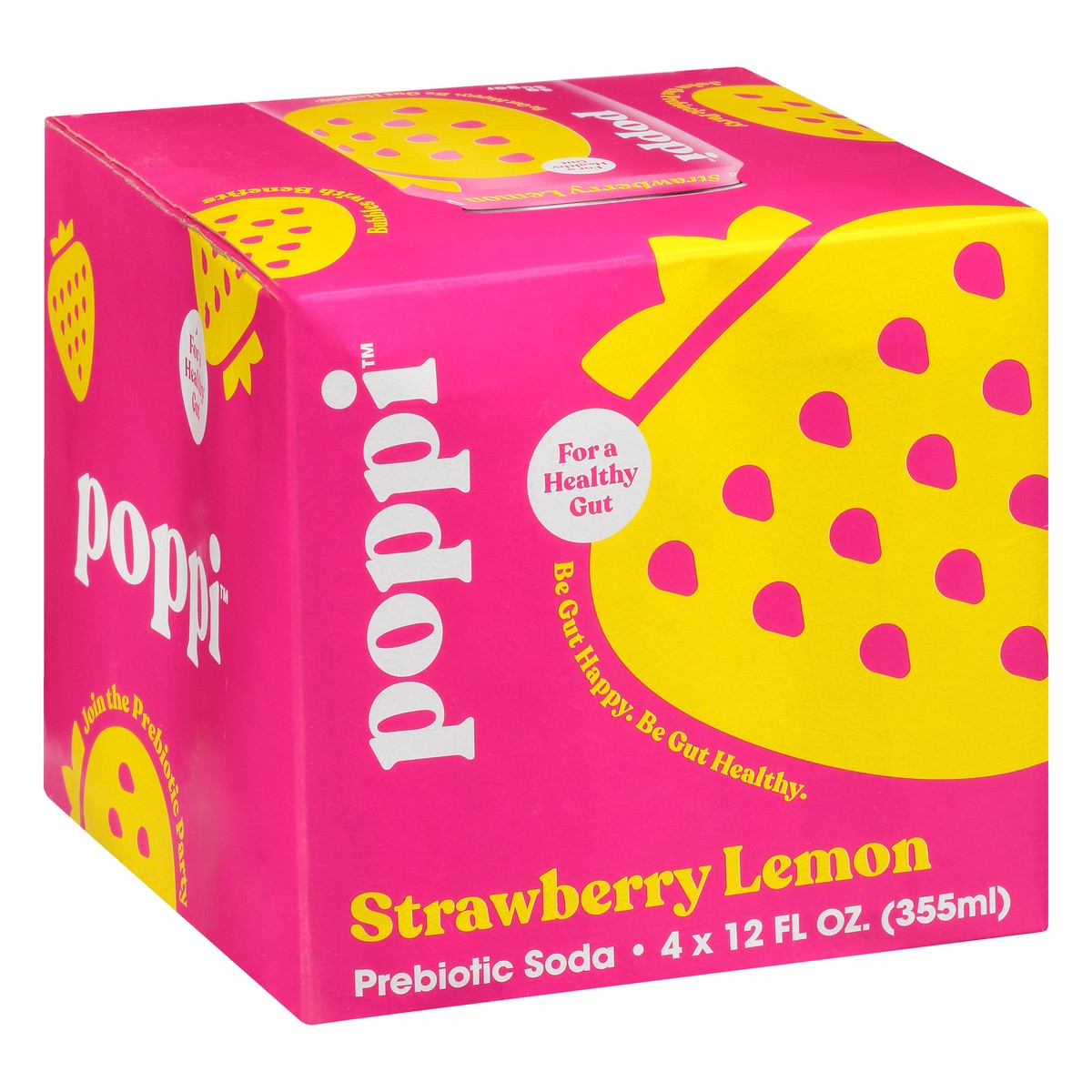 slide 2 of 9, Poppi Strawberry Lemon Prebiotic Soda 4 - 12 fl oz Cans, 4 ct