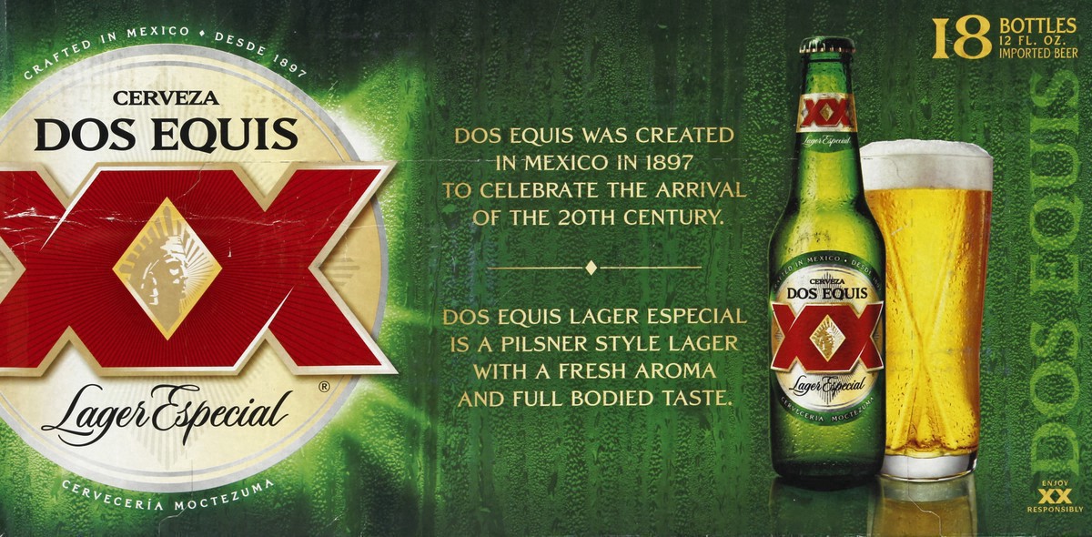 slide 6 of 18, Dos Equis Mexican Lager Beer, 18 Pack, 12 fl oz Bottles, 12 oz