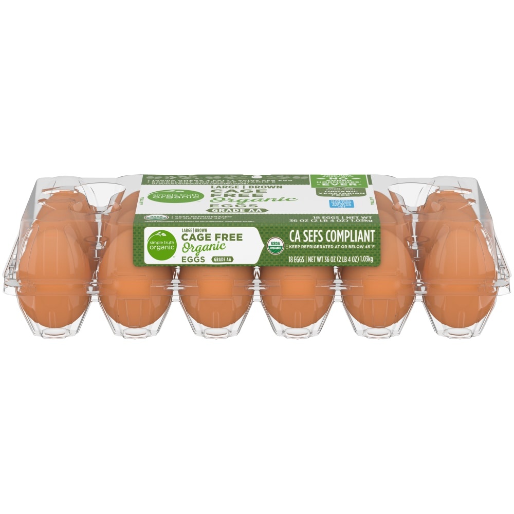 slide 1 of 1, Simple Truth Organic Large Brown Grade Aa Eggs, 18 ct