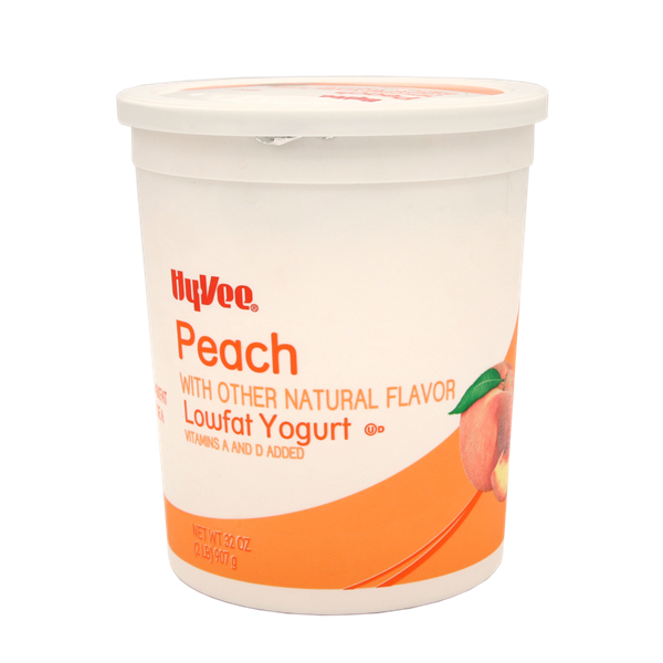 slide 1 of 1, Hy-vee Peach Lowfat Yogurt, 32 oz