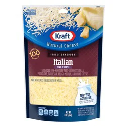 Kraft Italian Five Cheese Shredded Cheese, 8 oz Bag