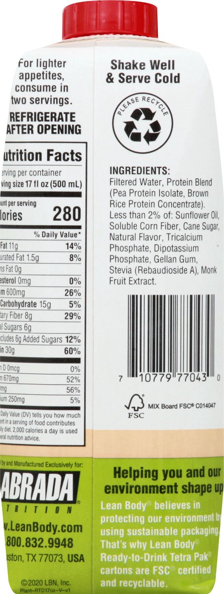 slide 9 of 10, Labrada Lean Body Plant Based Ready To Drink Vanilla Caramel, 17 oz