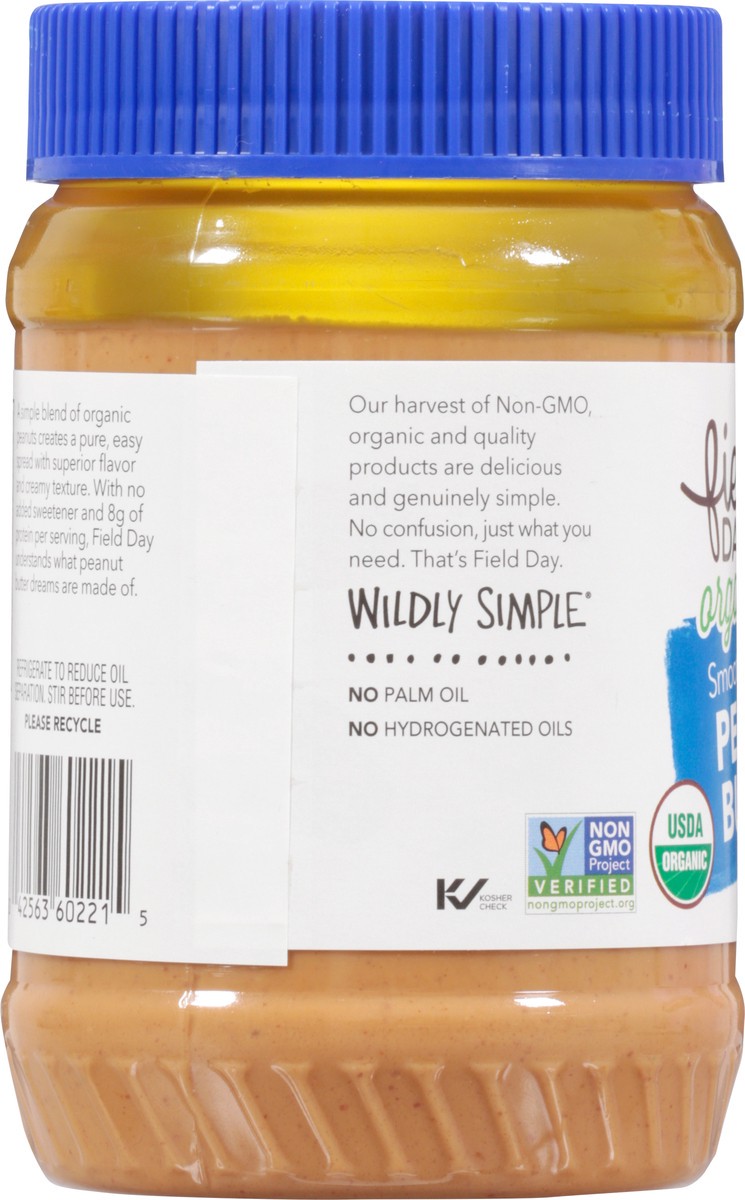 slide 5 of 13, Field Day Organic Smooth & Unsalted Peanut Butter 18 oz, 18 oz