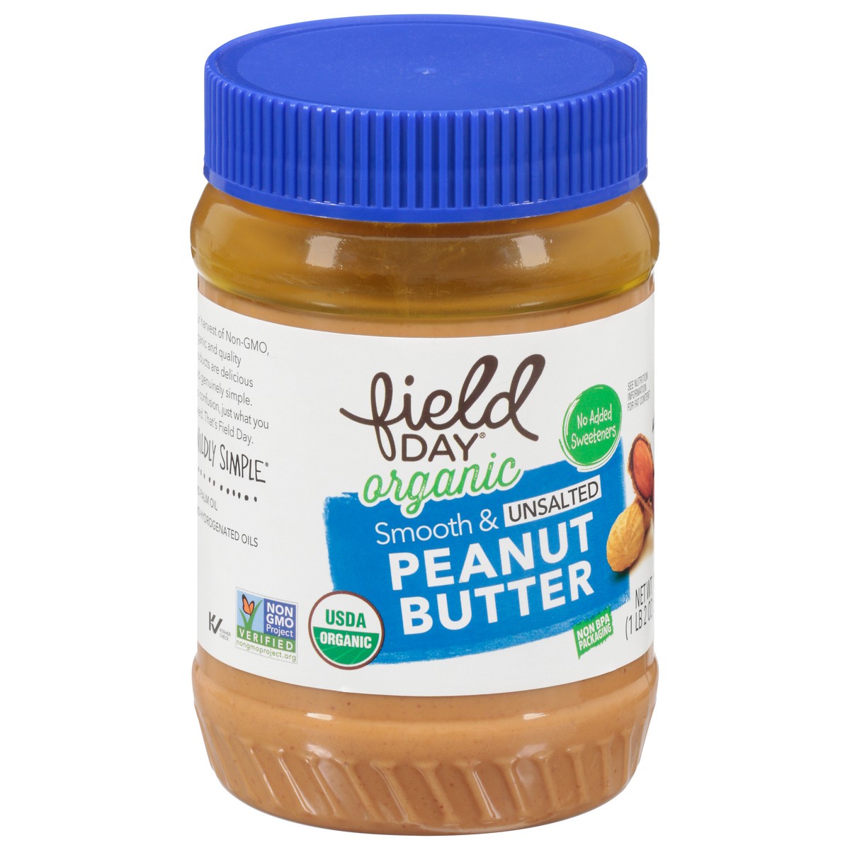 slide 10 of 13, Field Day Organic Smooth & Unsalted Peanut Butter 18 oz, 18 oz