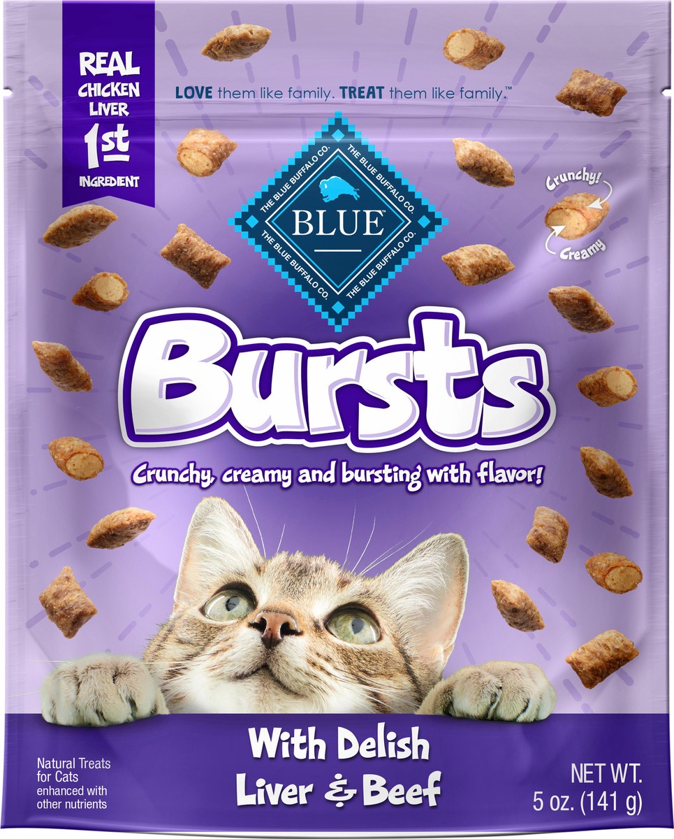 slide 2 of 3, Blue Buffalo Bursts Crunchy Cat Treats, Chicken Liver and Beef 5-oz Bag, 5 oz