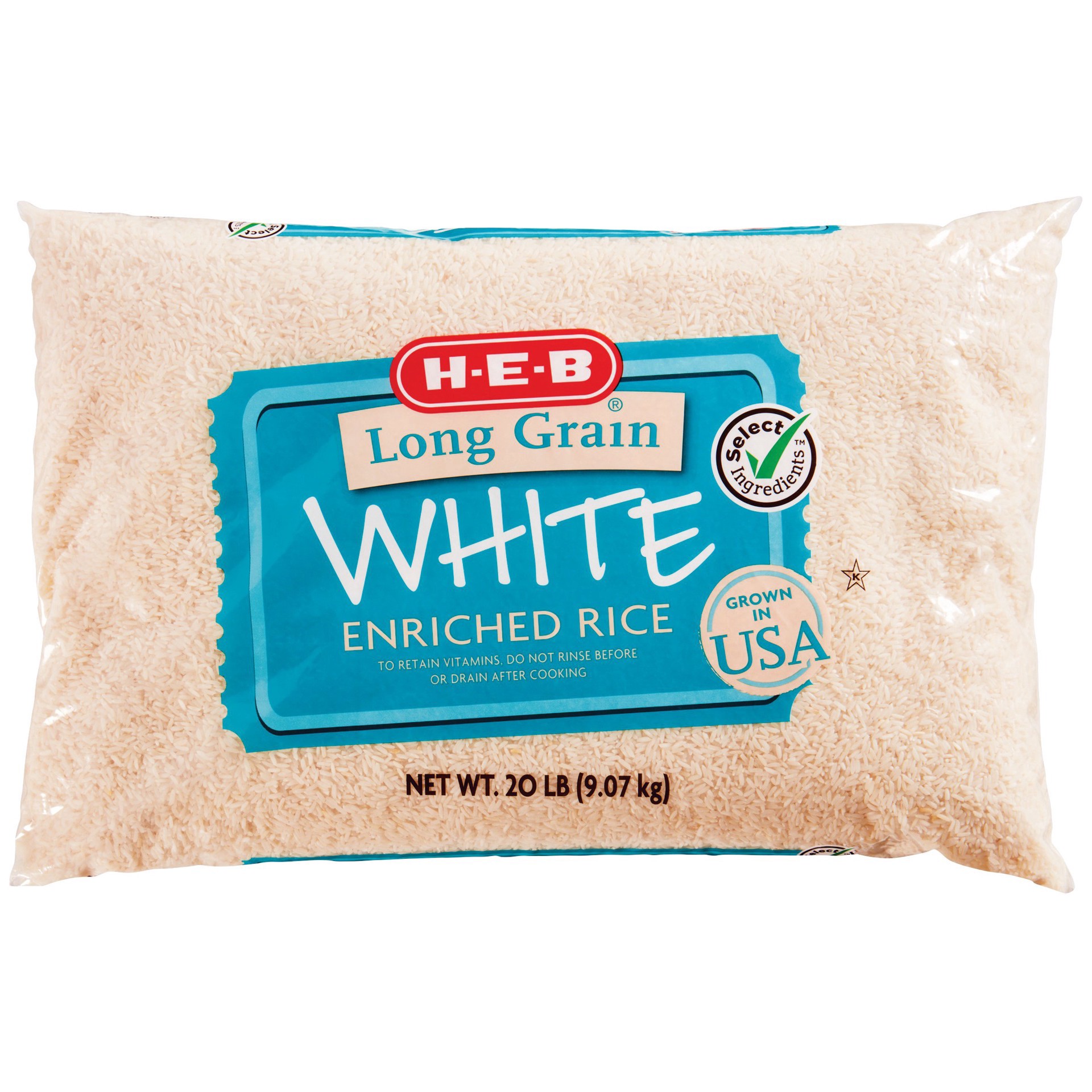 slide 1 of 1, H-E-B Large Grain White Rice, 20 lb