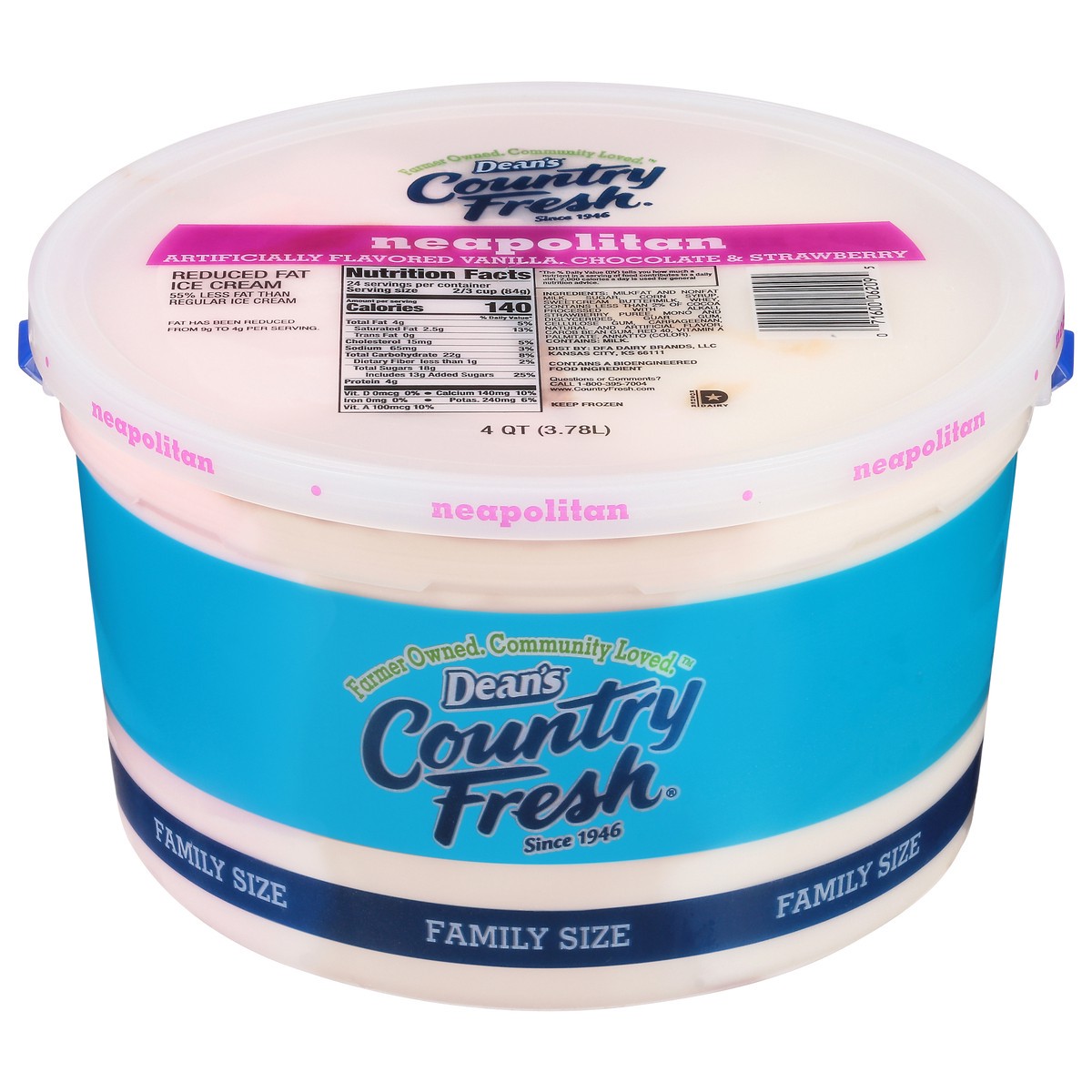 slide 14 of 14, Country Fresh Reduced Fat Neapolitan Ice Cream Family Size 4 qt, 4 qt