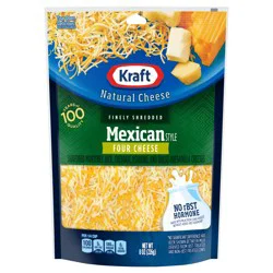 Kraft Mexican Style Four Cheese Blend Shredded Cheese, 8 oz Bag