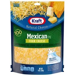 Kraft Mexican Style Four Cheese Blend Shredded Cheese, 8 oz Bag