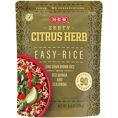 slide 1 of 1, H-E-B Zesty Citrus Herb Brown Rice with Red Quinoa Easy Rice, 8.8 oz