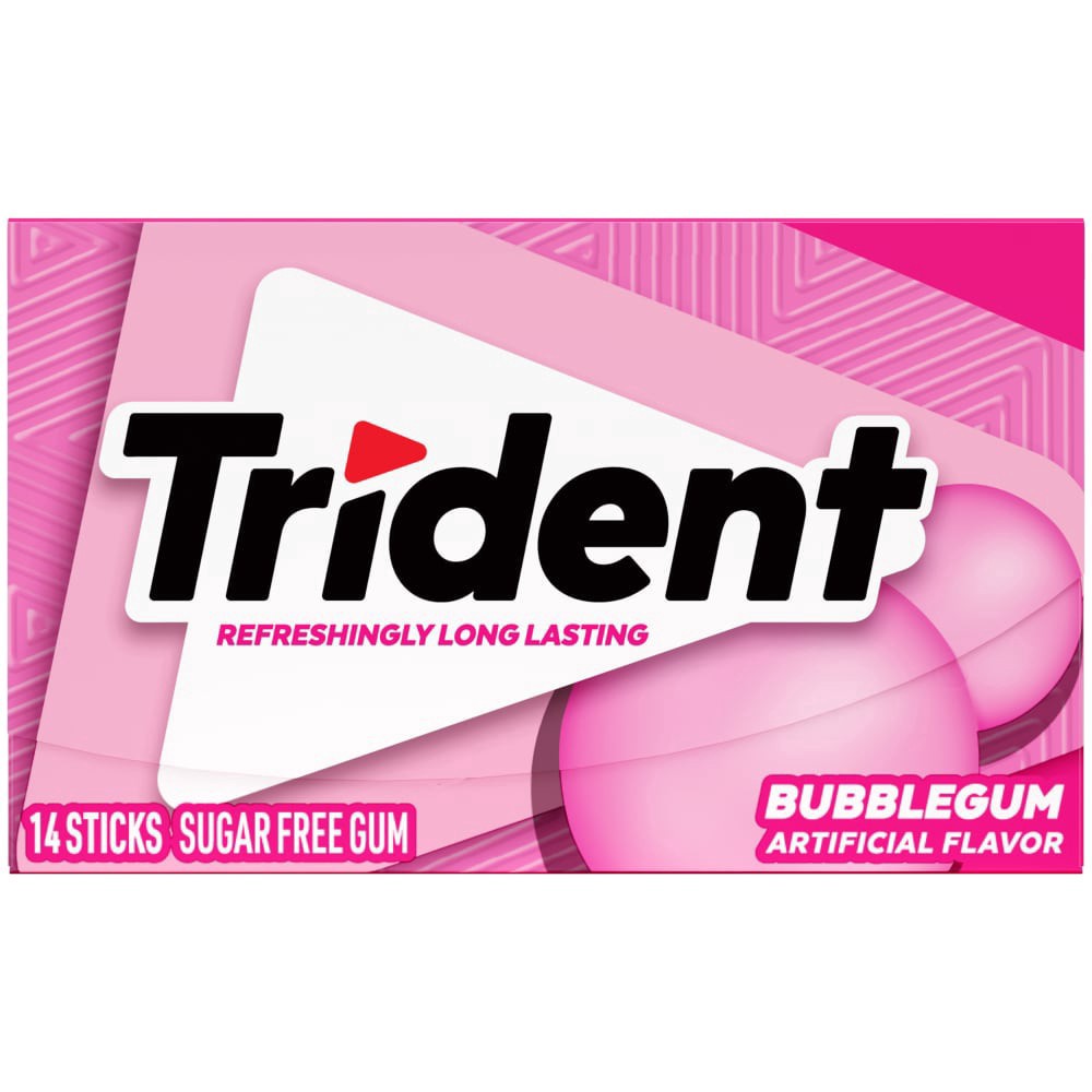 slide 2 of 2, Trident Sugar Free Bubblegum, 14 ct