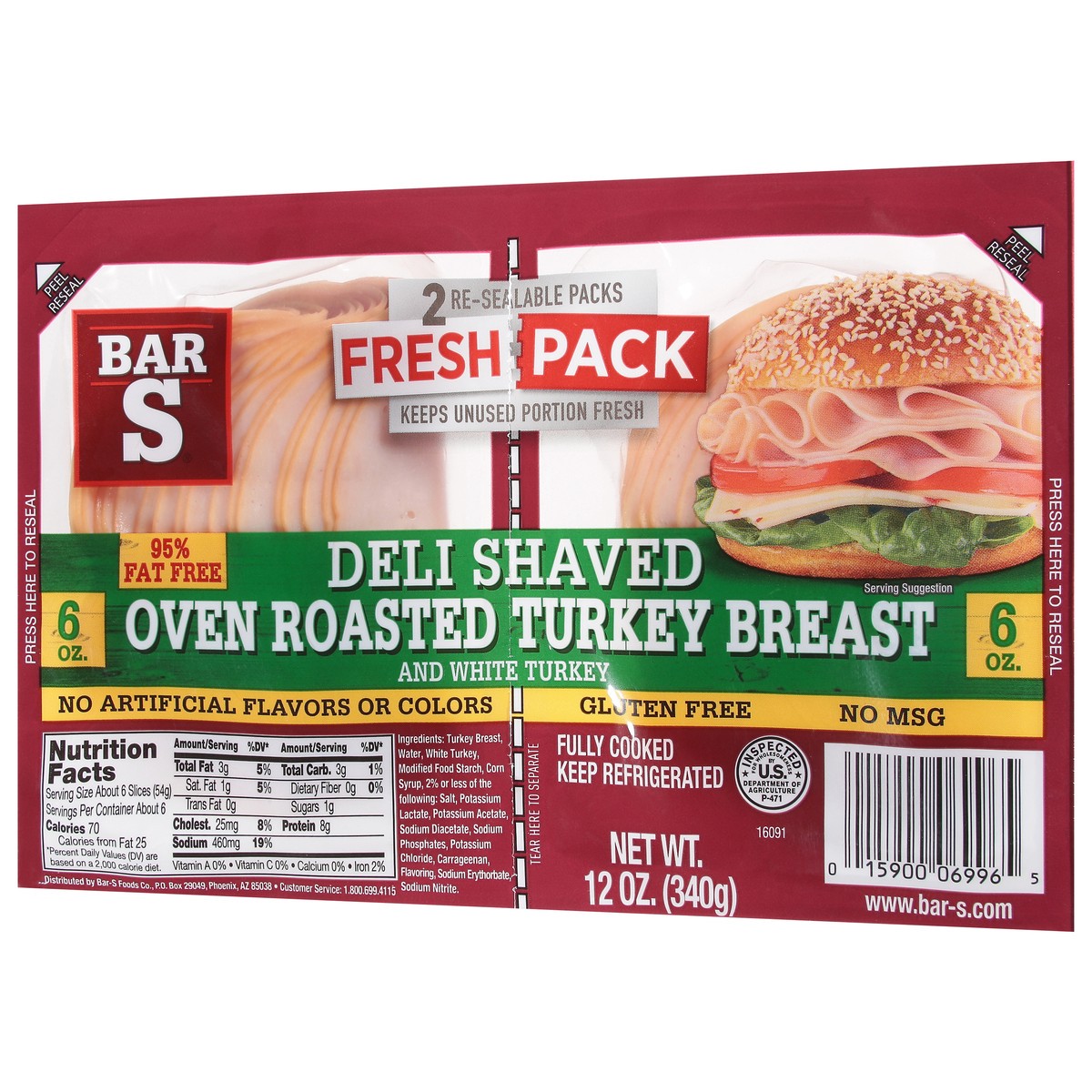 slide 2 of 13, Bar-S Fresh Pack Smoked Or Turkey, 12 oz