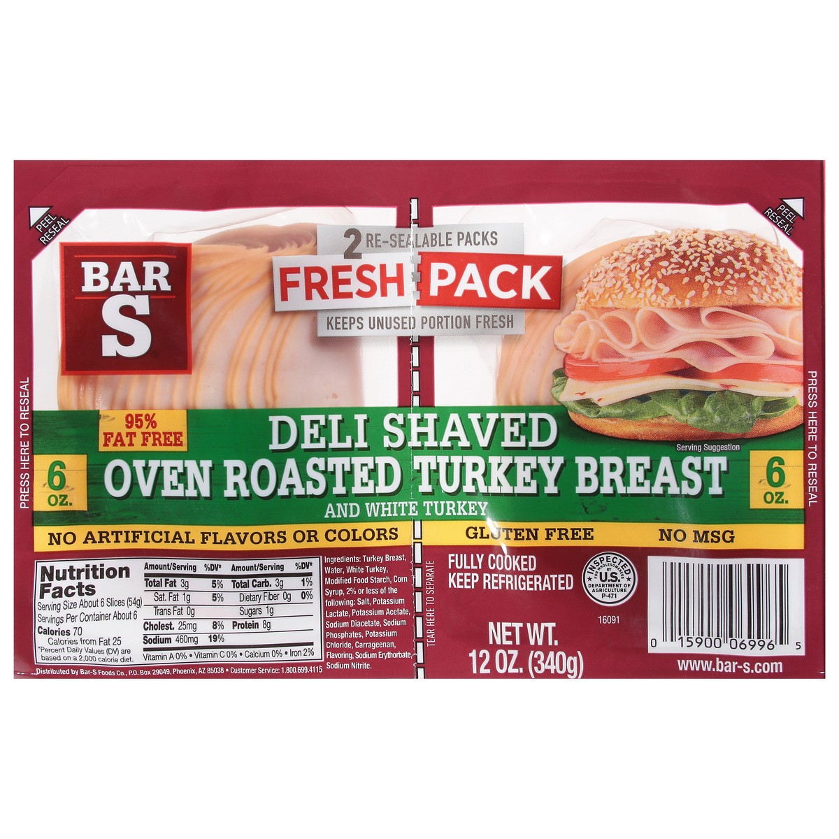 slide 9 of 13, Bar-S Fresh Pack Smoked Or Turkey, 12 oz
