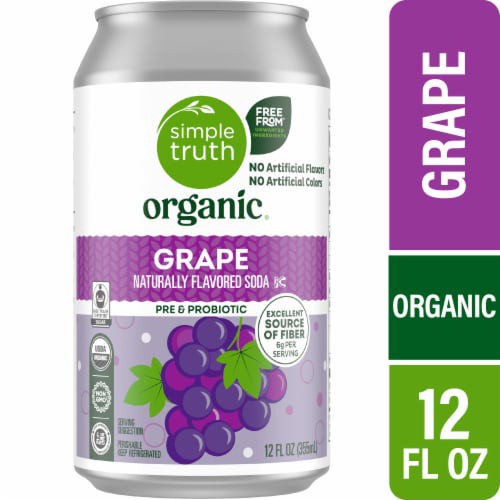 slide 1 of 4, Simple Truth Organic Grape Probiotic Soda Can, 12 fl oz