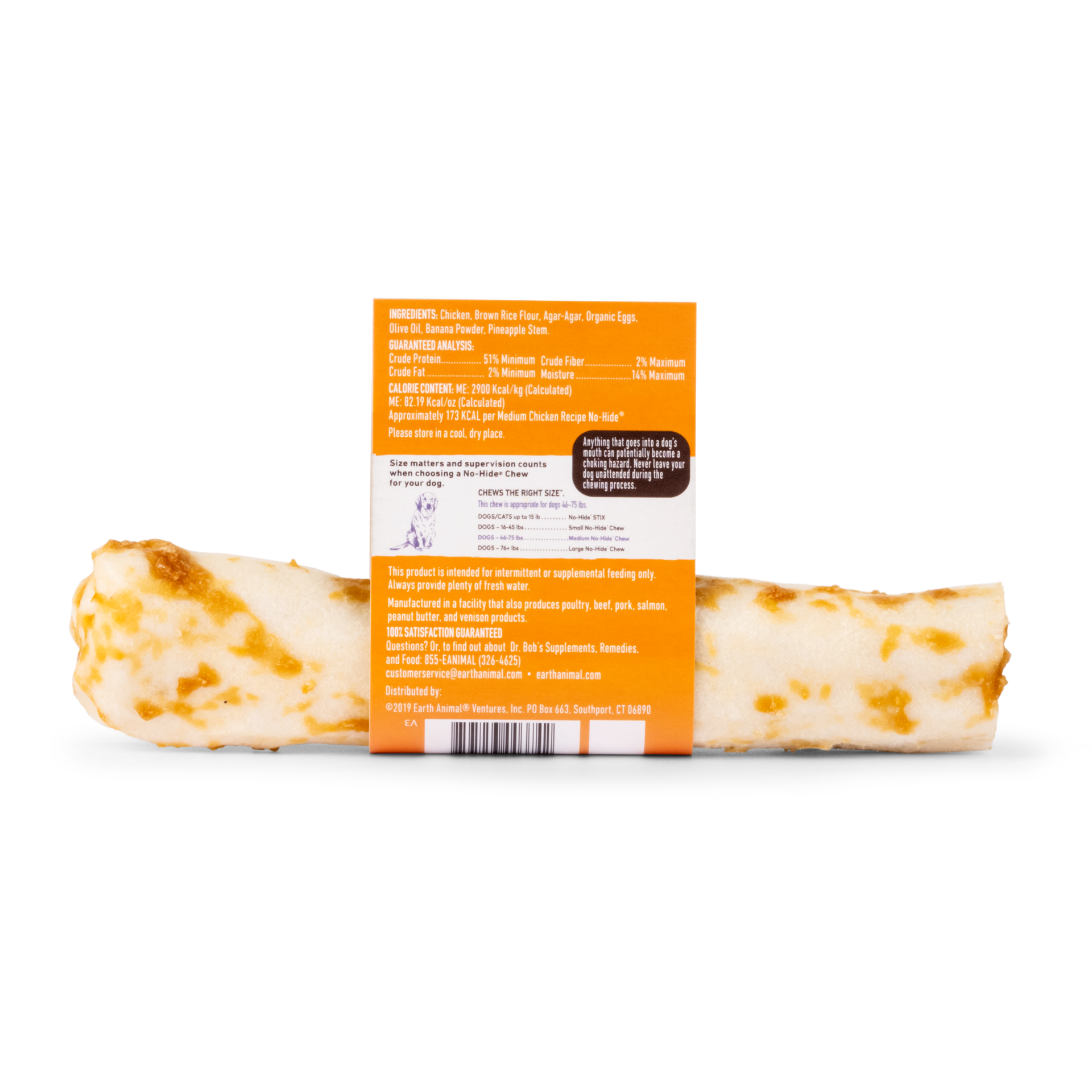 slide 3 of 5, Earth Animal No-Hide Cage-Free Chicken Medium Natural Rawhide Alternative Dog Chew, 1 Count, 1 ct