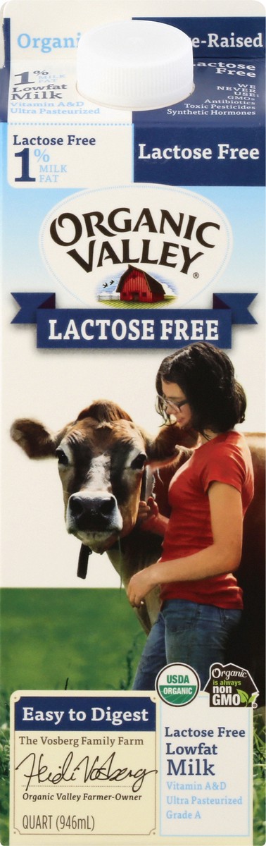 slide 1 of 13, Organic Valley Lactose Free Low Fat Organic Milk 1 qt, 1 qt