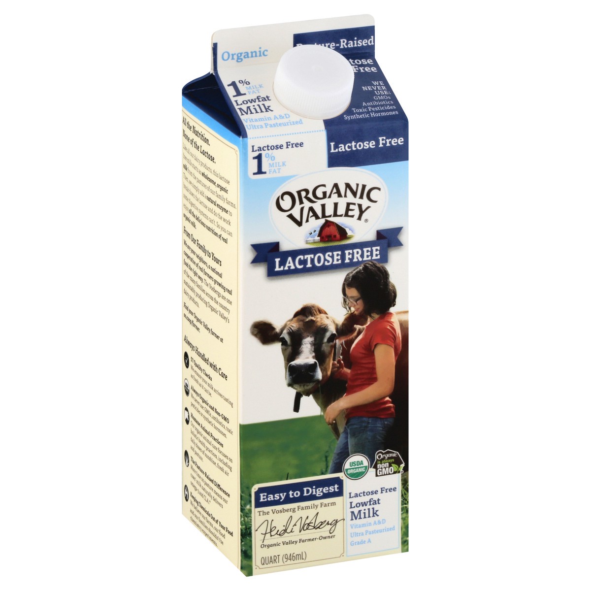 slide 2 of 13, Organic Valley Lactose Free Low Fat Organic Milk 1 qt, 1 qt