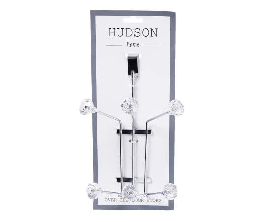 slide 1 of 1, Hudson Home Chrome Crystal Over-The-Door 6-Hook Rack, 1 ct