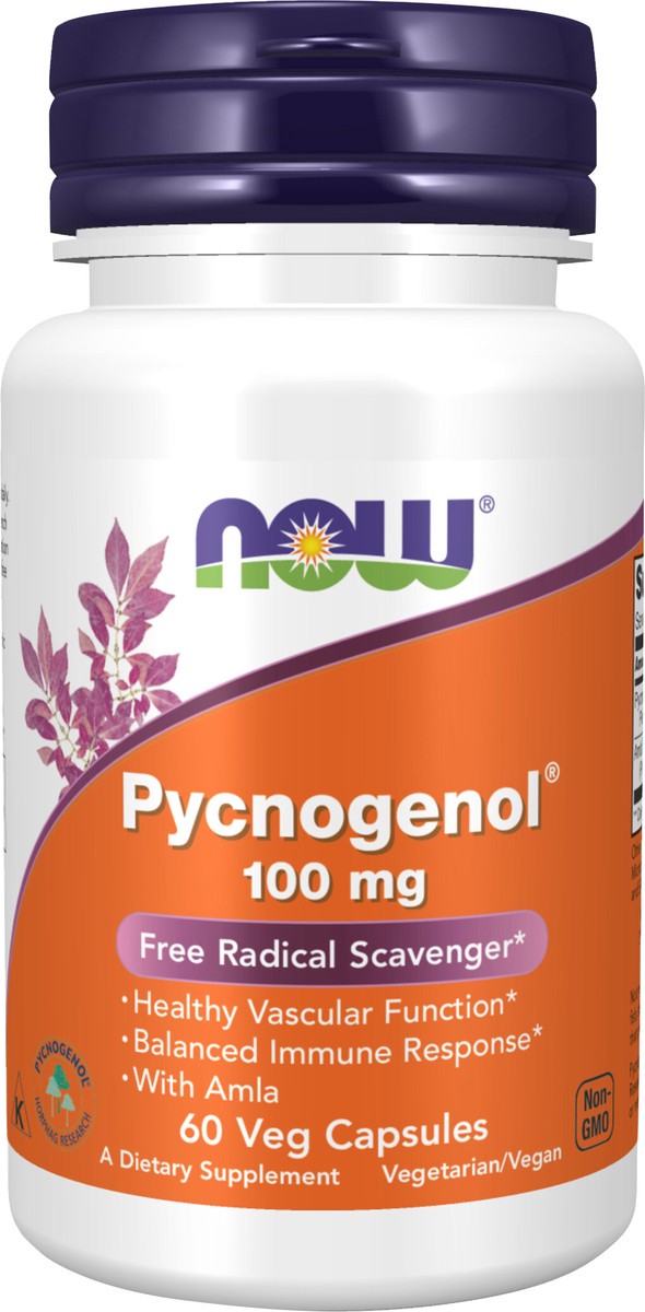 slide 2 of 2, NOW Pycnogenol 100 mg - 60 Veg Capsules, 60 ct