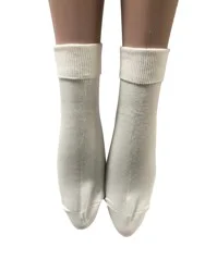 Legale Turn Cuff Rayon Socks - White