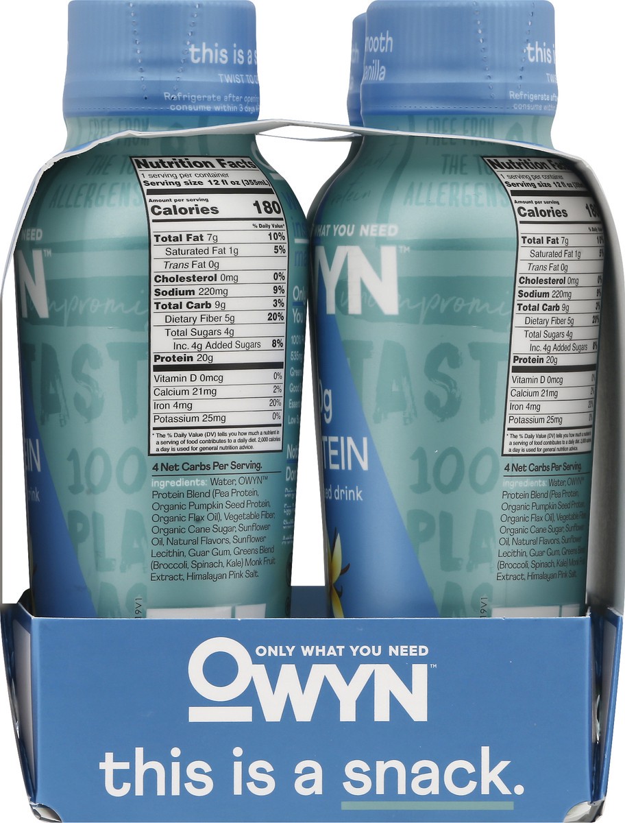 slide 5 of 9, OWYN Vanilla Protein Plant-Based Drink, 4 ct; 12 fl oz