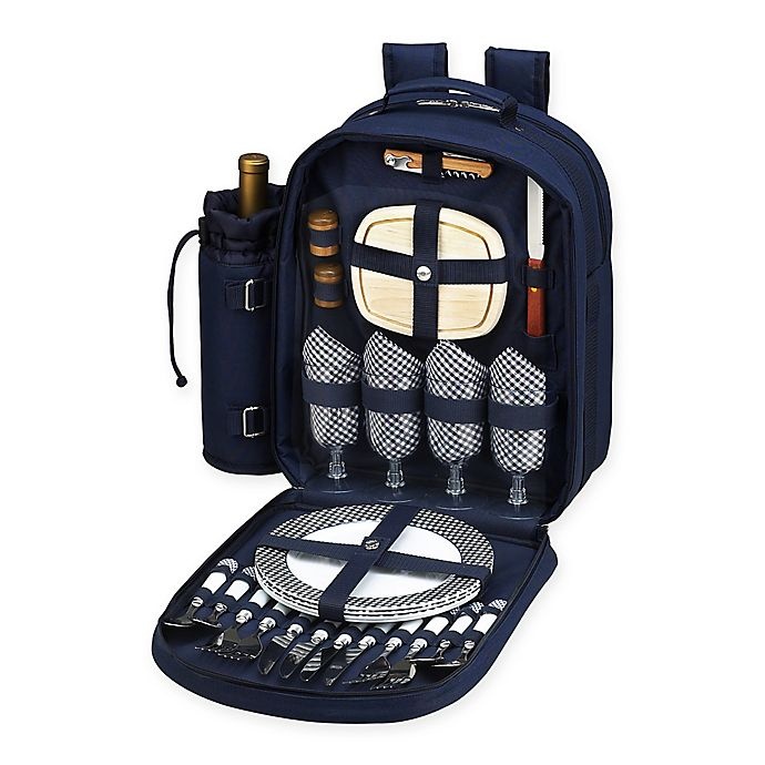 slide 1 of 4, Picnic at Ascot Bold Collection 4-Person Picnic Backpack - Bold Navy, 1 ct