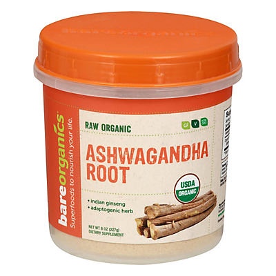 slide 1 of 1, BareOrganics Raw Organic Ashwagan Root Powder, 8 oz