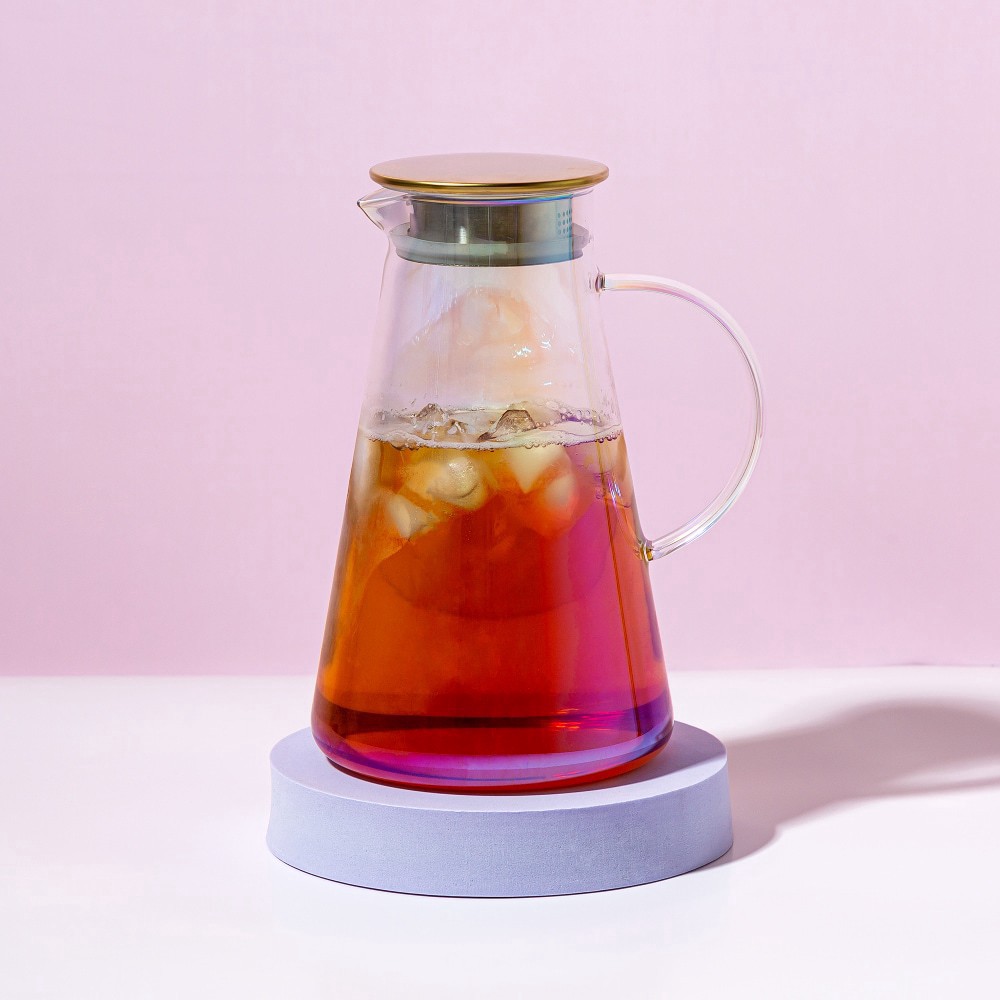 slide 4 of 4, Primula Iridescent Glass Pitcher With Straining Lid, 1.8 liter