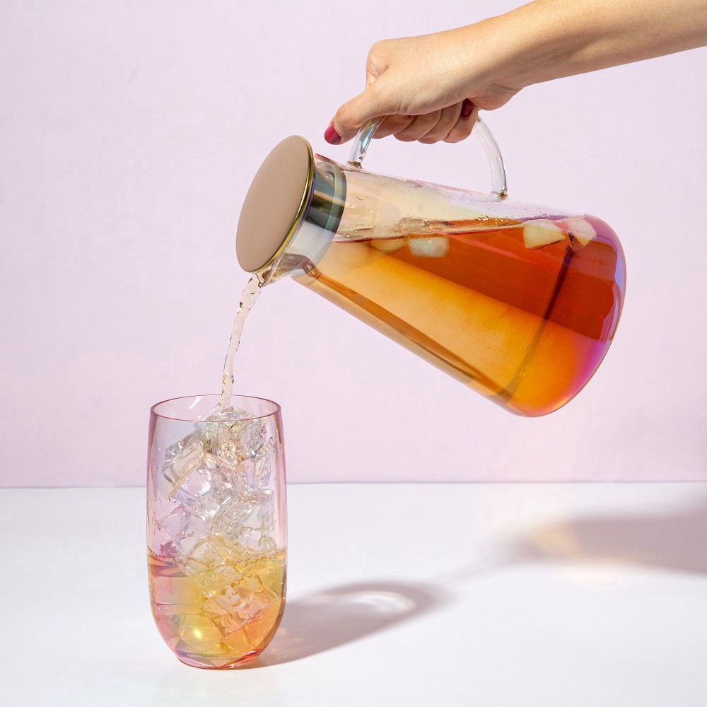 slide 2 of 4, Primula Iridescent Glass Pitcher With Straining Lid, 1.8 liter