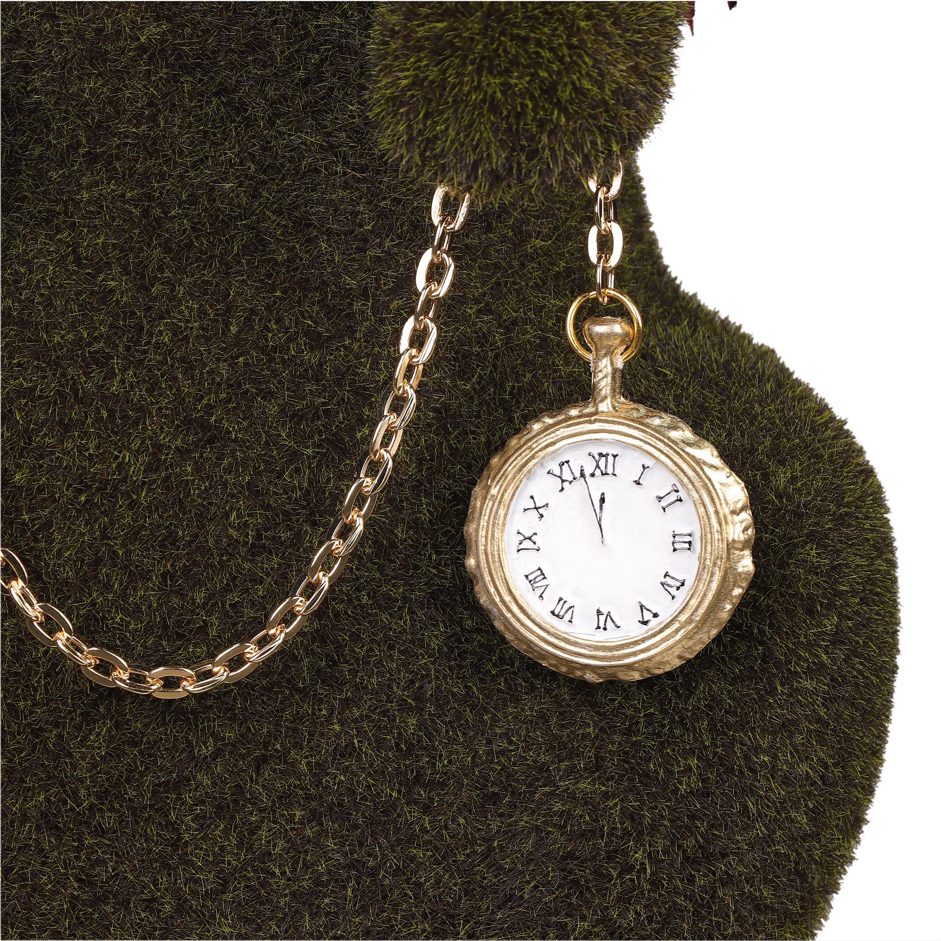 slide 3 of 10, 18" Faux Grass Tabletop Bunny With Scarf & Pocket Watch By Ashland, 18 in