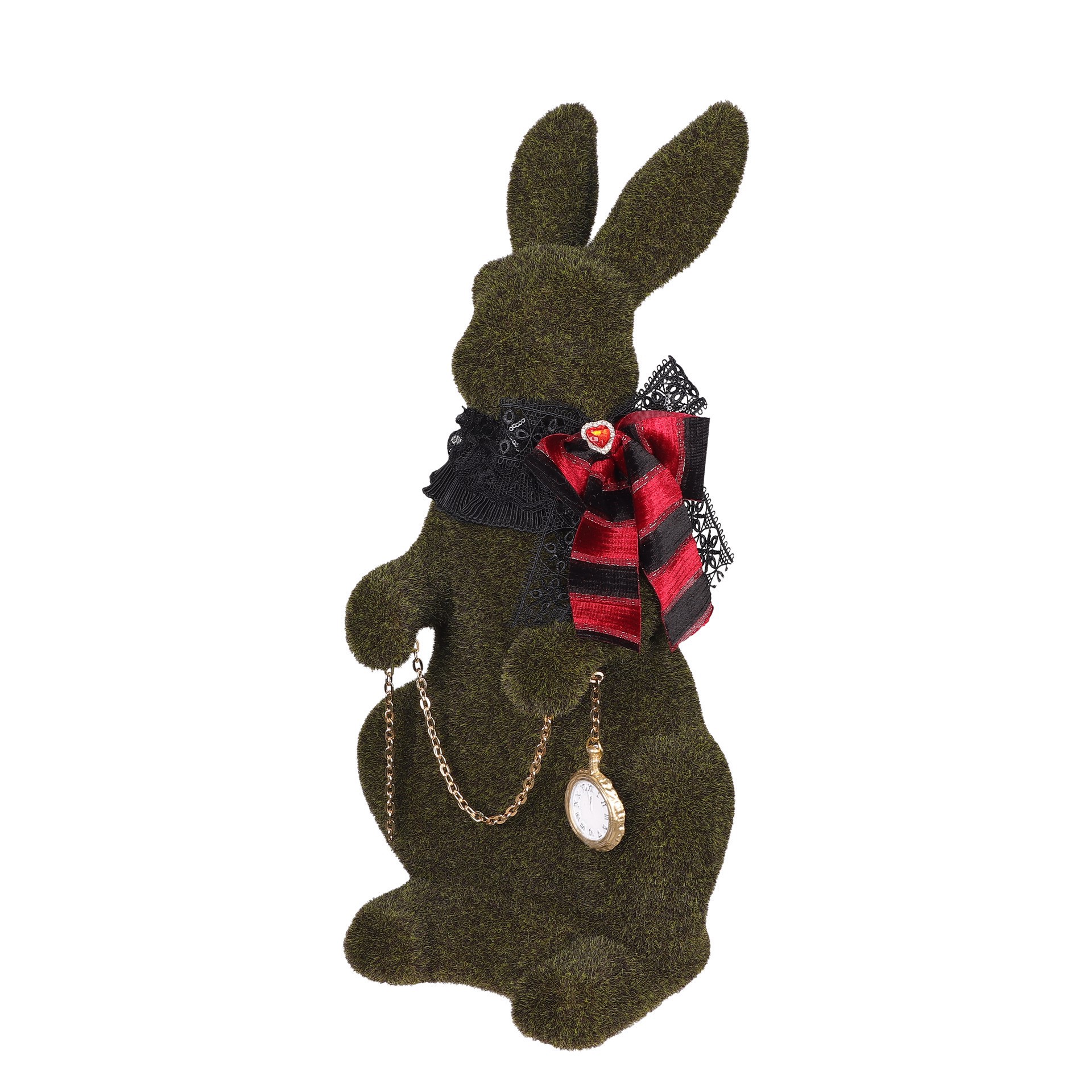 slide 2 of 10, 18" Faux Grass Tabletop Bunny With Scarf & Pocket Watch By Ashland, 18 in