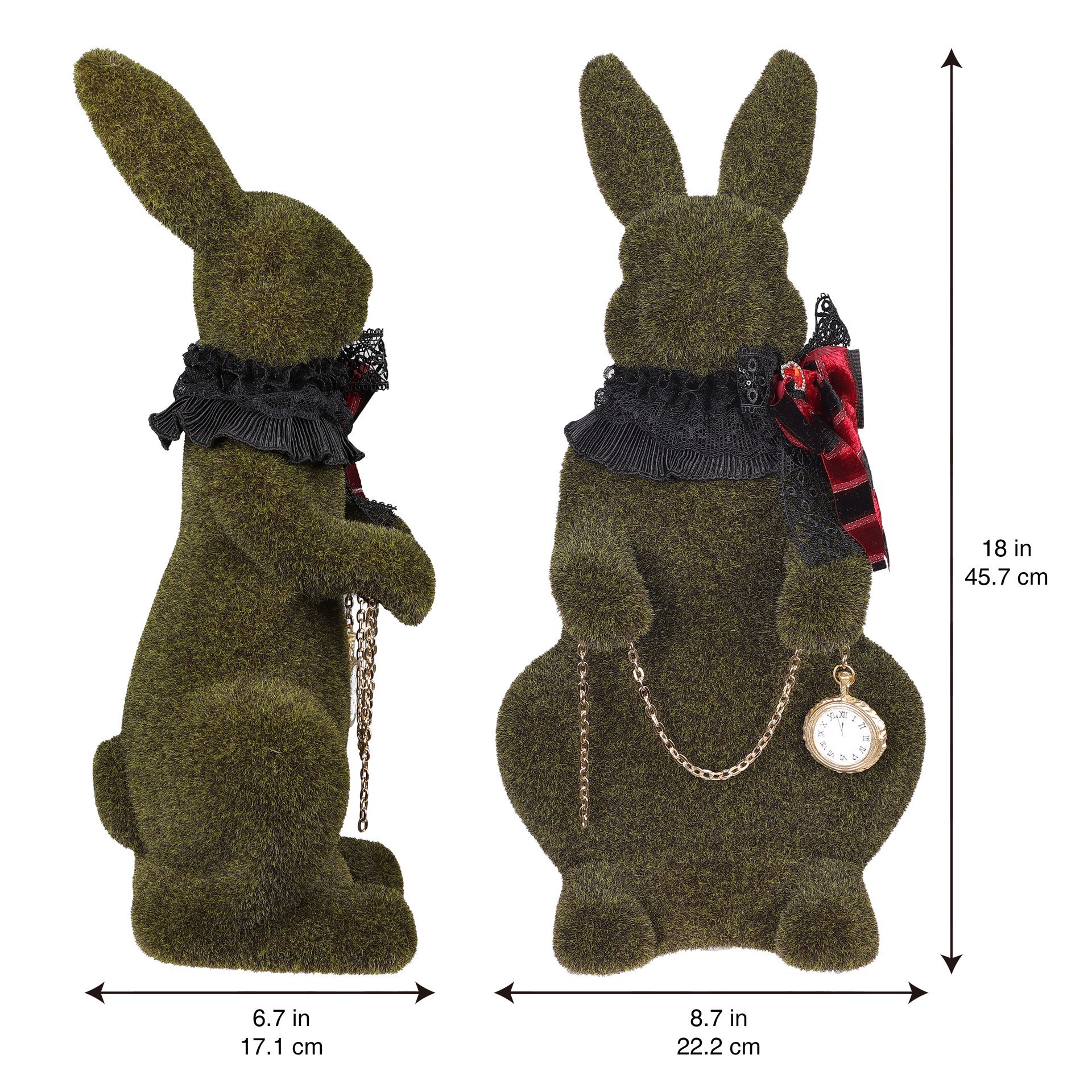 slide 7 of 10, 18" Faux Grass Tabletop Bunny With Scarf & Pocket Watch By Ashland, 18 in