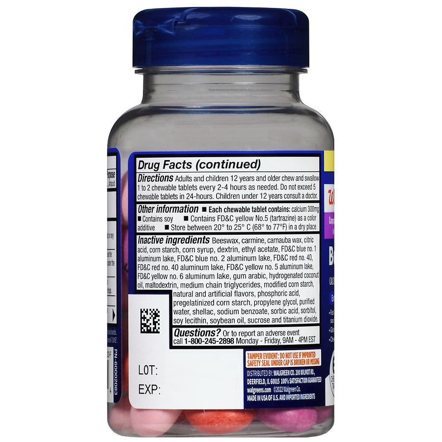 slide 3 of 5, Walgreens Antacid Bites Chewable Tablets Extra Strength Wild Berry, 60 ct