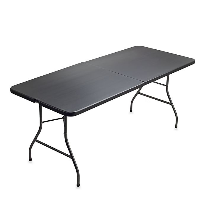 slide 1 of 2, Cosco Centerfold Blow Molded Table - Black, 6 ft