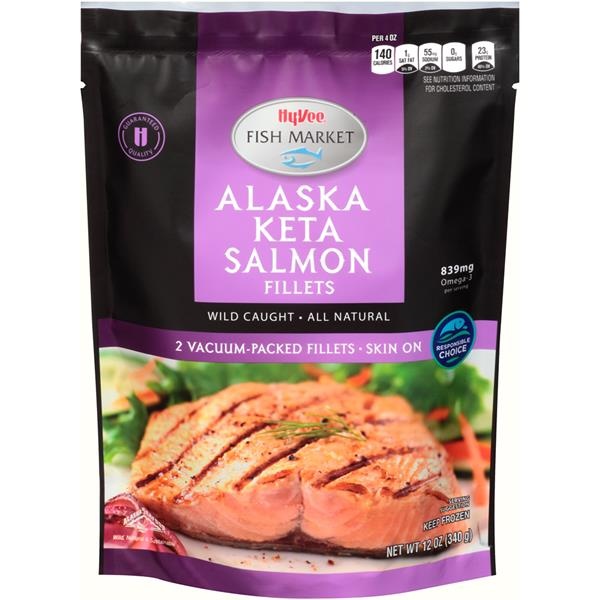 slide 1 of 1, Hy-vee Fish Market Alaska Keta Salmon Fillets, 12 oz
