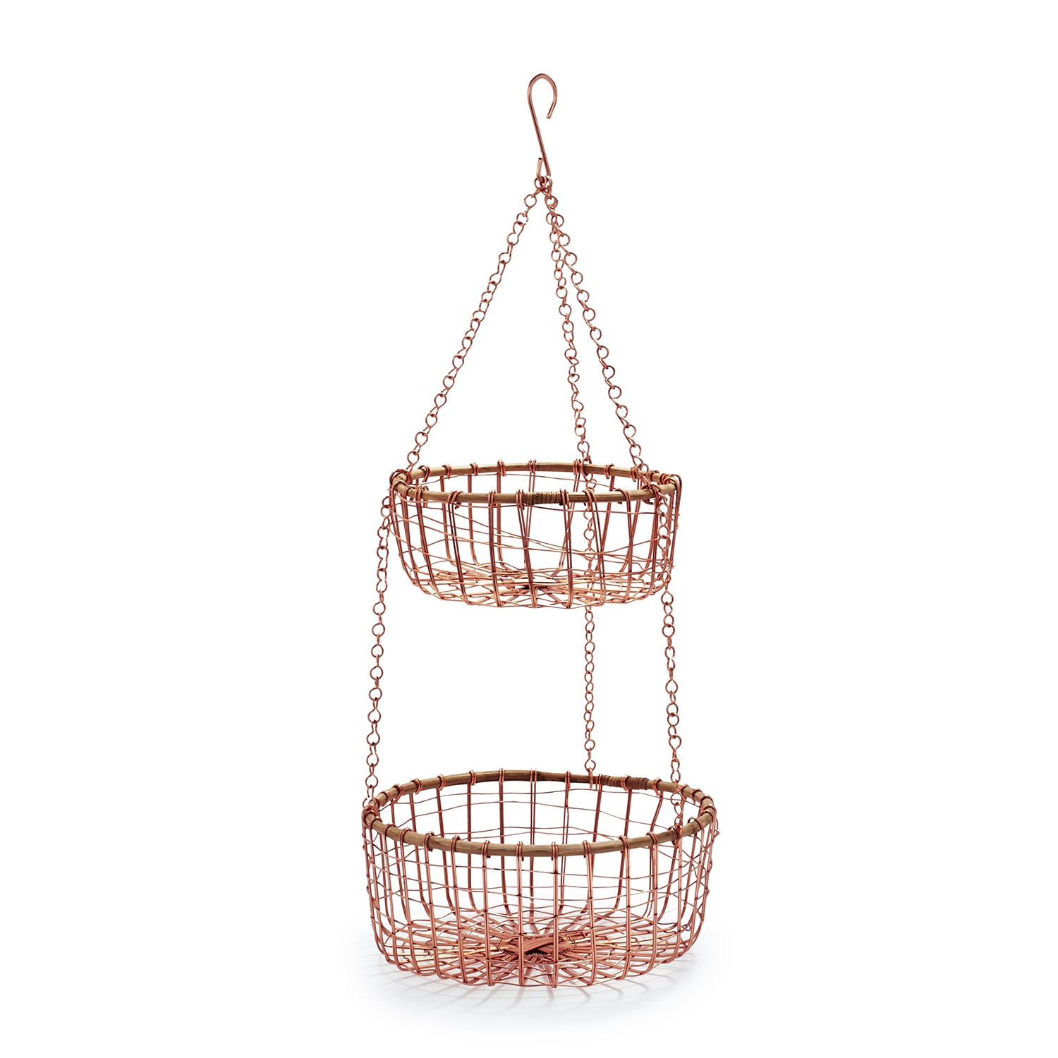 slide 1 of 1, Sur La Table Two-Tier Hanging Rose-Gold Wire Basket, 1 ct