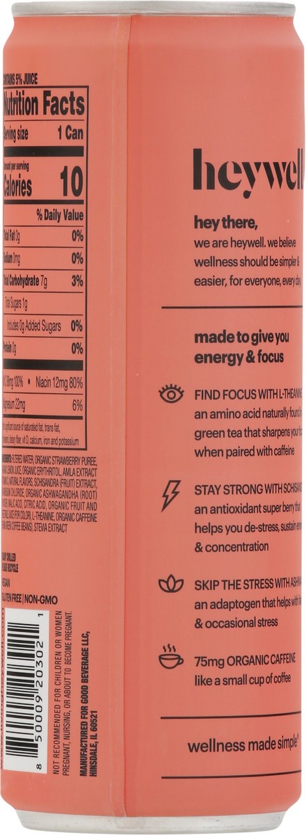slide 4 of 9, Heywell Energy + Focus Strawberry Lemon Sparkling Water - 12 fl oz, 12 fl oz