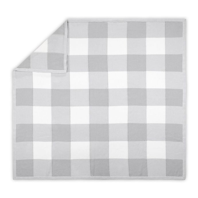 slide 1 of 3, The Peanutshell Farmhouse Check Baby Blanket - White/Grey, 1 ct