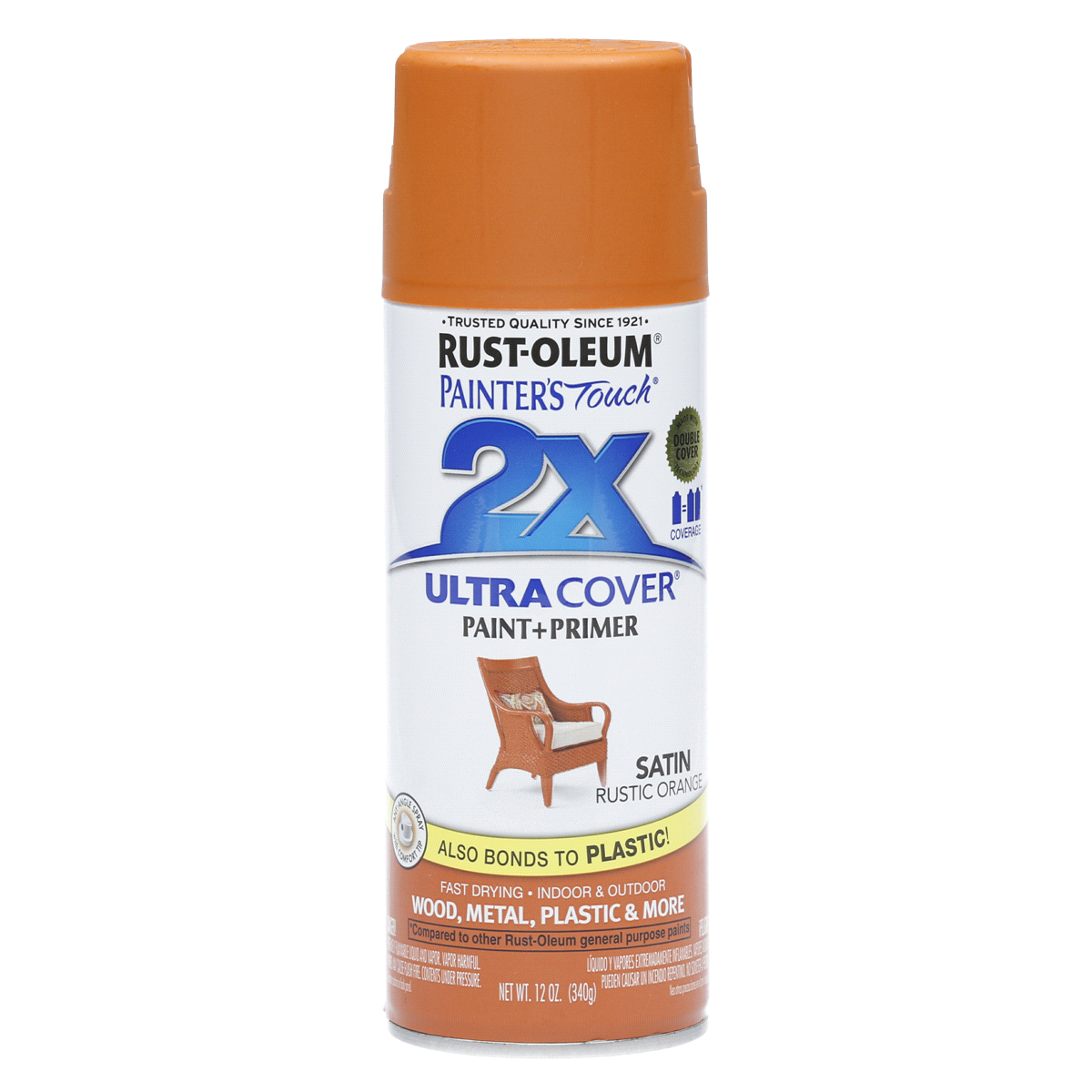 slide 1 of 1, Rust-Oleum Painters Touch 2X Ultra Cover Spray Paint - 314753, Satin Rustic Orange, 12 oz