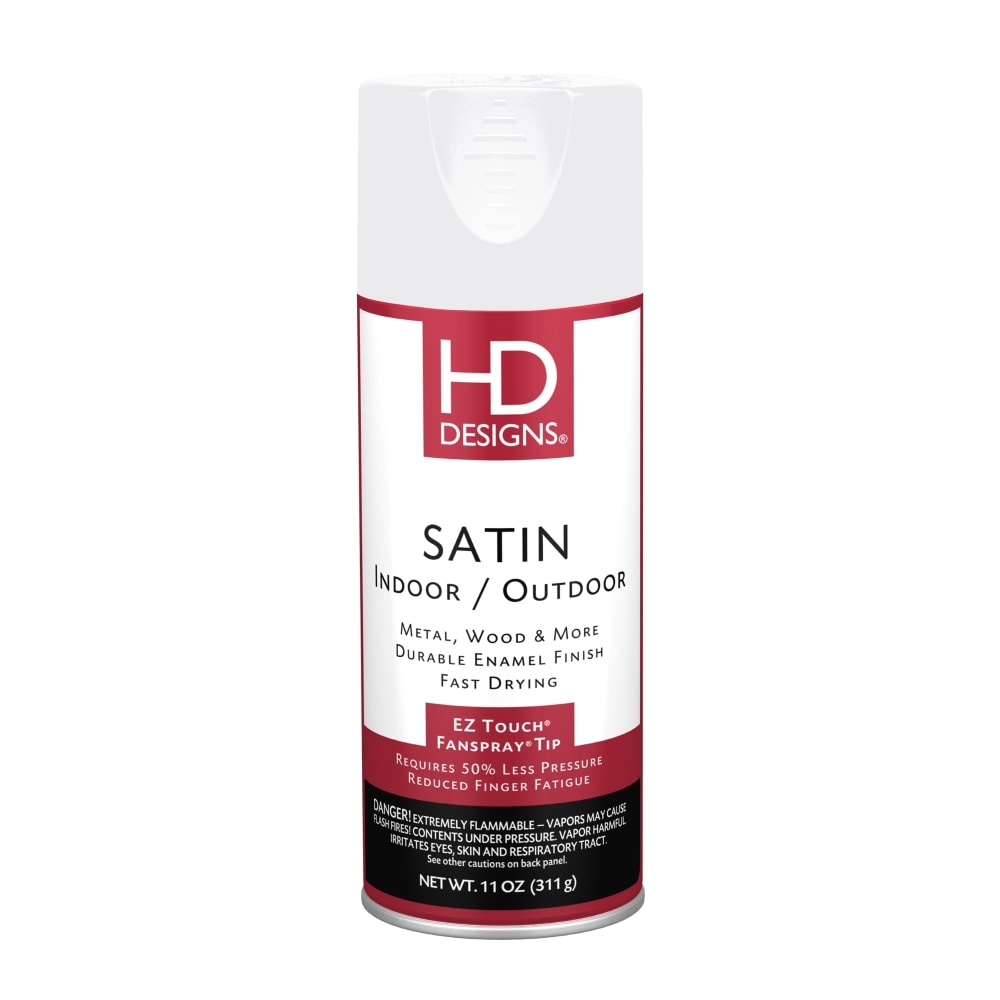 slide 1 of 1, HD Designs Gloss Indoor & Outdoor Enamel Finish Spray Paint - Satin White, 11 oz