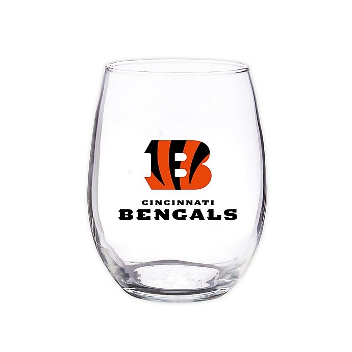 slide 1 of 1, NFL Cincinnati Bengals 16 oz. Clear Plastic Stemless Wine Glasses Set, 4 ct