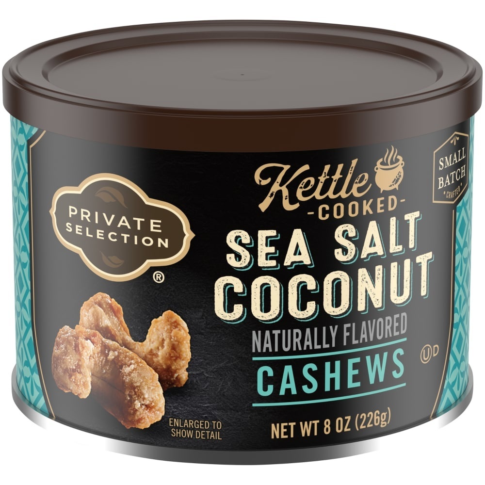 slide 1 of 1, Private Selection Kettle Cooked Coconut Cashews, 8 oz