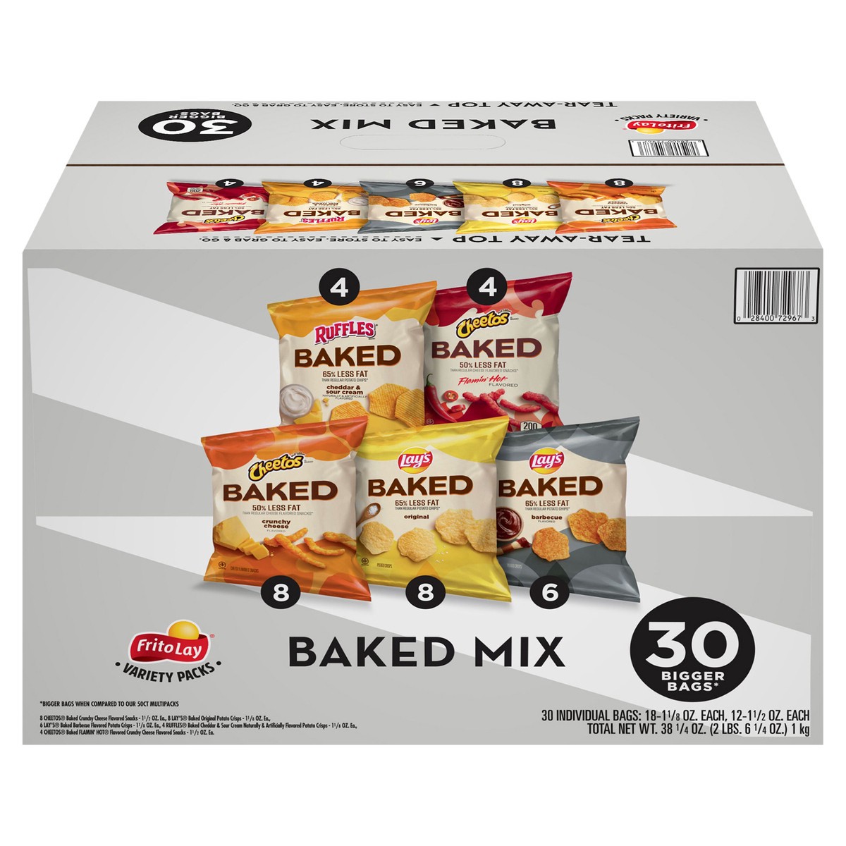 slide 1 of 11, Frito-Lay Baked Mix, Variety Packs, 30 ct