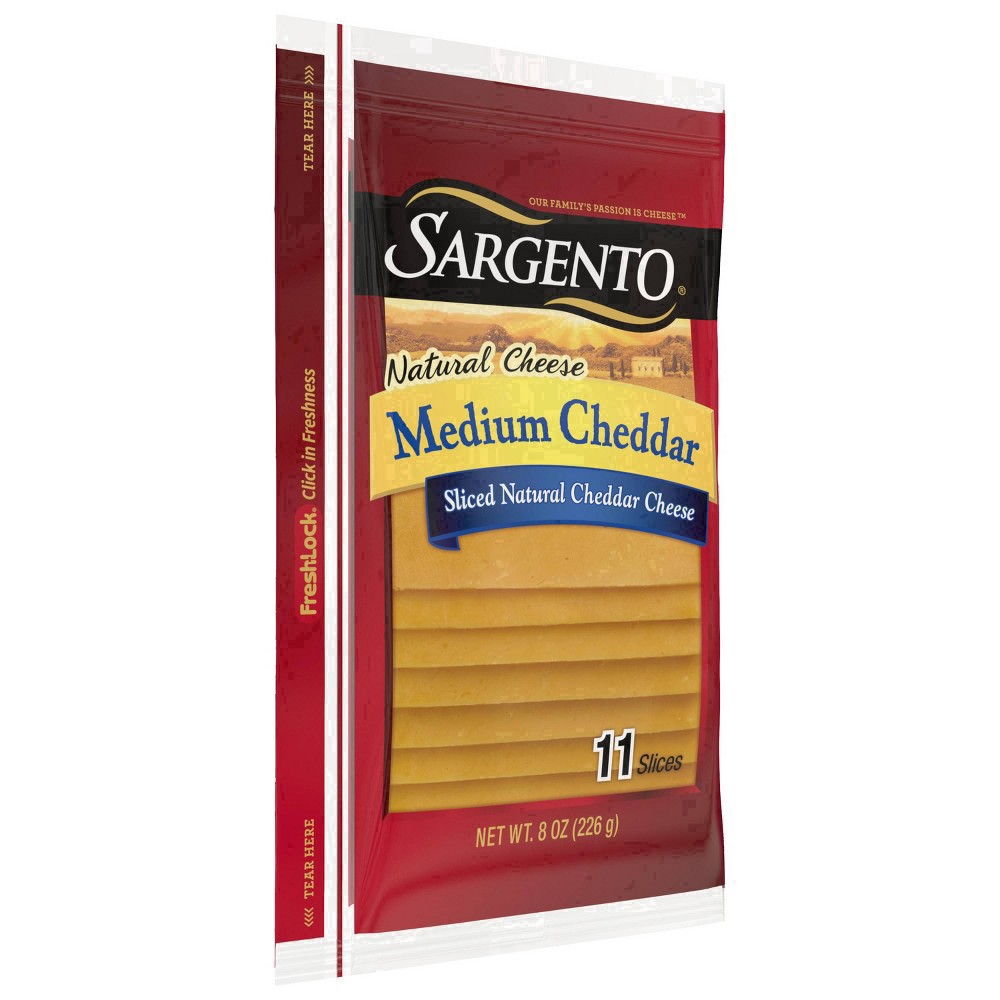 slide 18 of 43, Sargento Sliced Natural Medium Cheddar Cheese, 8 oz